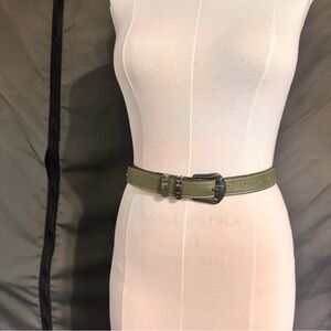 Belt Vintage Women's Leather Western Olive Green Designer Cowboy Unisex Classic